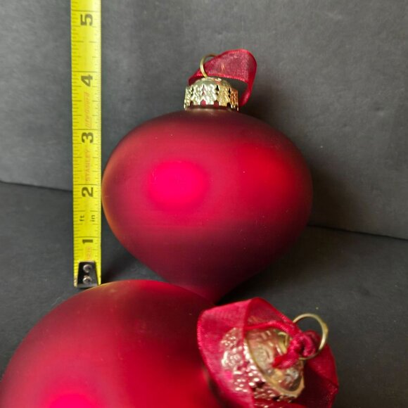 Frontgate Red Teardrop Glass Ornaments Set Of Four Matte Holiday Decor 4 Inch - Picture 6 of 7